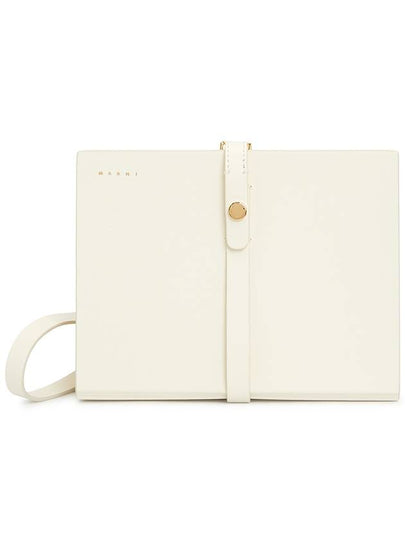 Small Book Logo Detail Leather Clutch Bag White - MARNI - BALAAN 2