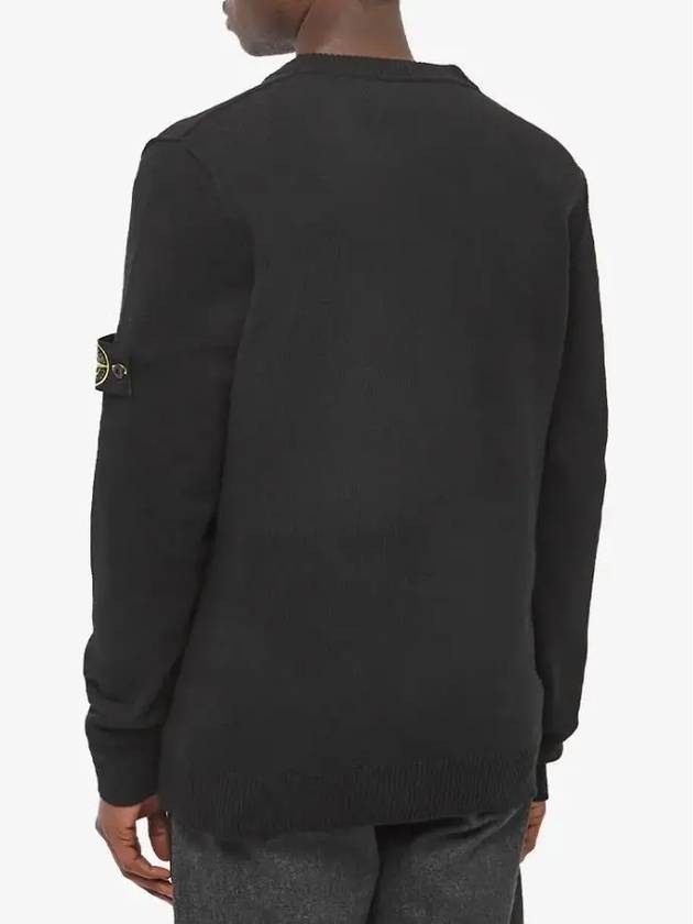 Wappen Patch Crew Neck Wool Knit Top Black - STONE ISLAND - BALAAN 4