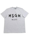 Women's Logo Print Short Sleeve T-Shirt Grey - MSGM - BALAAN 1