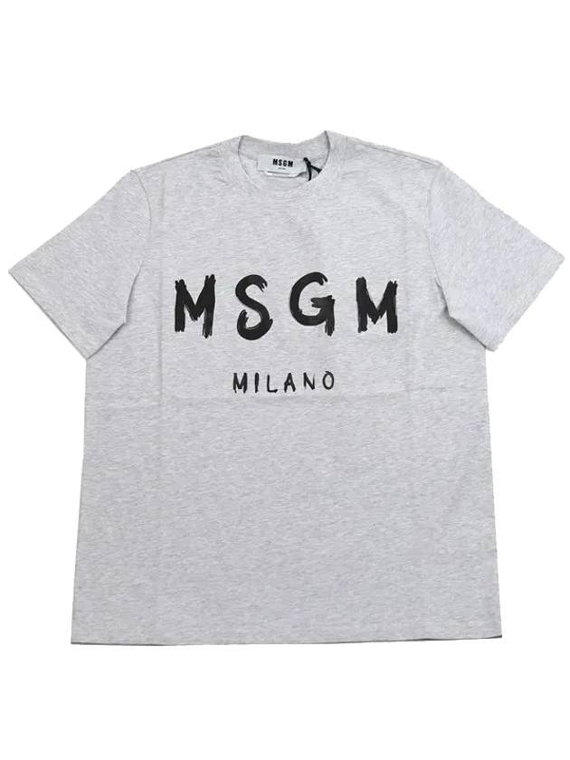 Women's Logo Print Short Sleeve T-Shirt Grey - MSGM - BALAAN 1