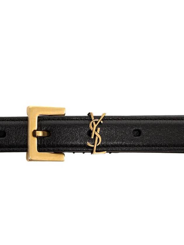 Monogram Square Leather Belt Black - SAINT LAURENT - BALAAN 3