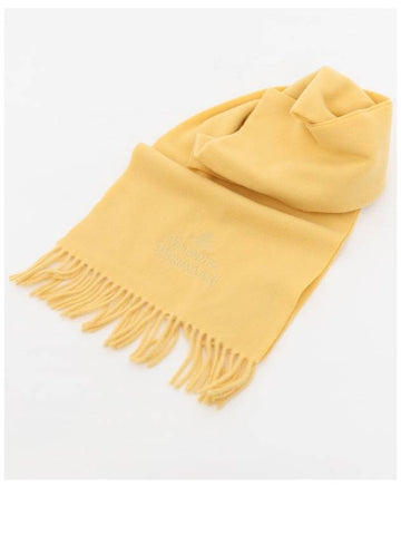 Logo Wool Fringe Muffler Yellow - VIVIENNE WESTWOOD - BALAAN 1