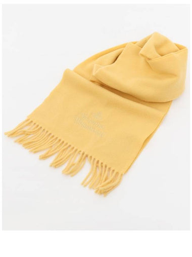 Logo Wool Fringe Muffler Yellow - VIVIENNE WESTWOOD - BALAAN 1