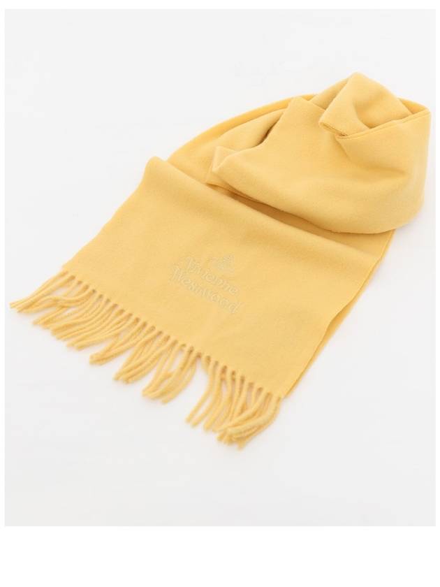 Logo Wool Fringe Muffler Yellow - VIVIENNE WESTWOOD - BALAAN 3