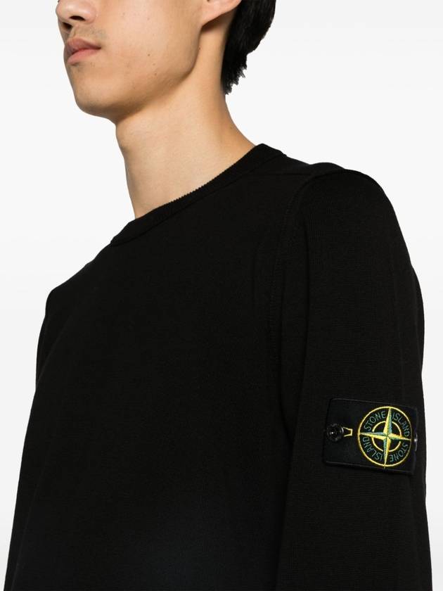 Crewneck Soft Cotton Knit Top Black - STONE ISLAND - BALAAN 7