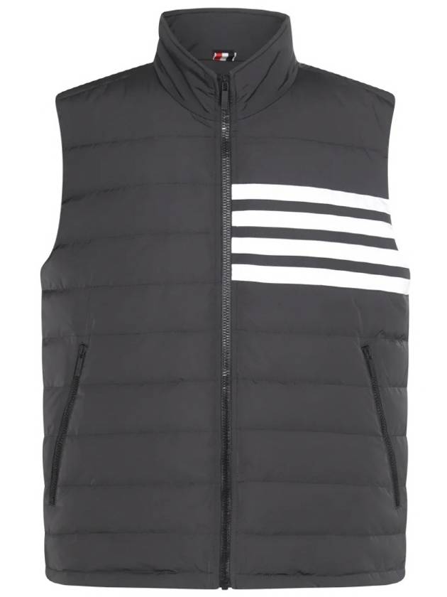 4 Bar Poly Twill Down Vest Charcoal - THOM BROWNE - BALAAN 2