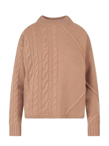 Accordo Cashmere Wool Knit Top Beige - MAX MARA - BALAAN 1