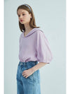 SAILOR COLLAR LINEN PUFF SLEEVE BLOUSELAVENDER - OPENING SUNSHINE - BALAAN 3