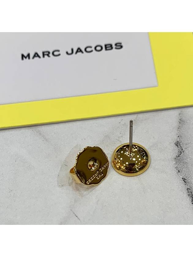 Medallion Stud Earrings Gold Black - MARC JACOBS - BALAAN.