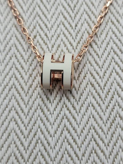 Mini Pop H Pendant Rose Gold & Blanc - HERMES - BALAAN 2