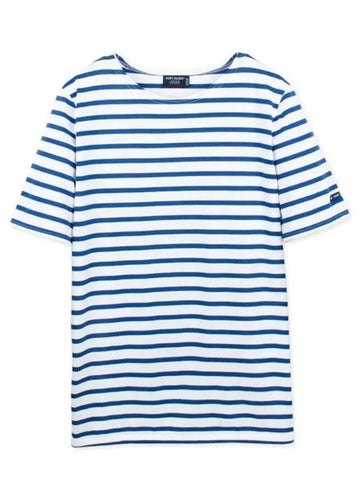 Levant Modern Striped Short Sleeve T-Shirt Blue - SAINT JAMES - BALAAN 1