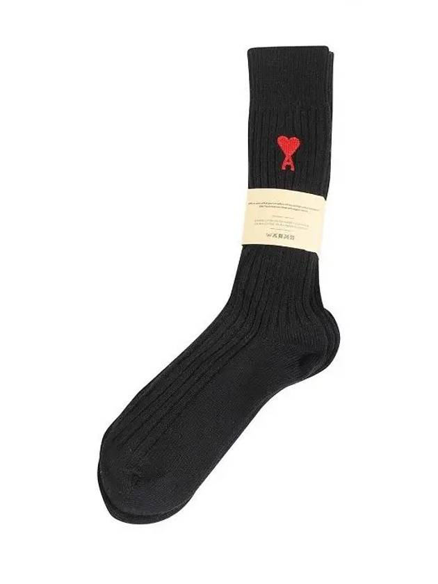 Embroidered Logo 3 Pack Socks Black - AMI - BALAAN 5