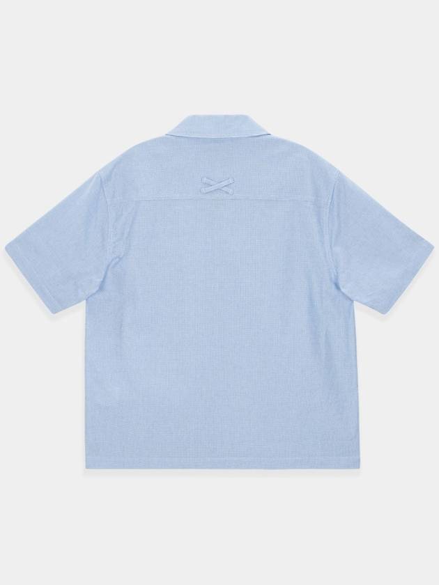 Open Collar Cover Pocket Short Sleeve Shirt Sky Blue - KINETO - BALAAN 4