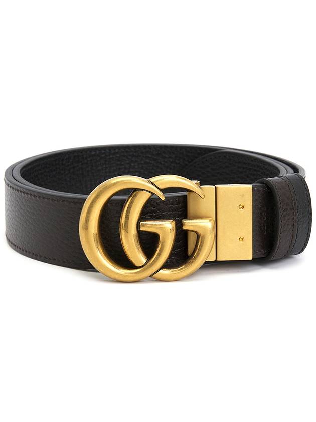 Double G Buckle Reversible Leather Belt Black - GUCCI - BALAAN 3