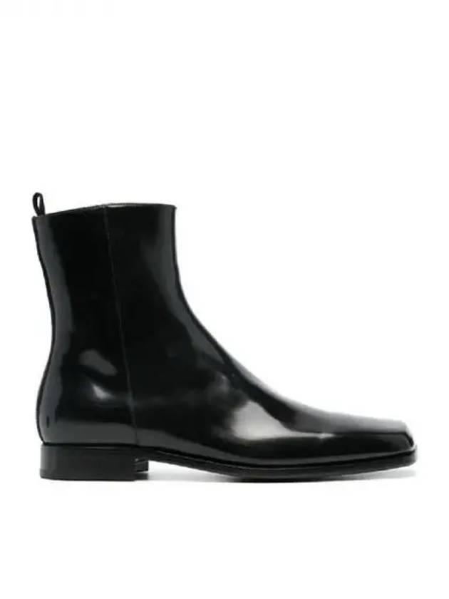 Square toe leather zipper ankle boots - PRADA - BALAAN 1