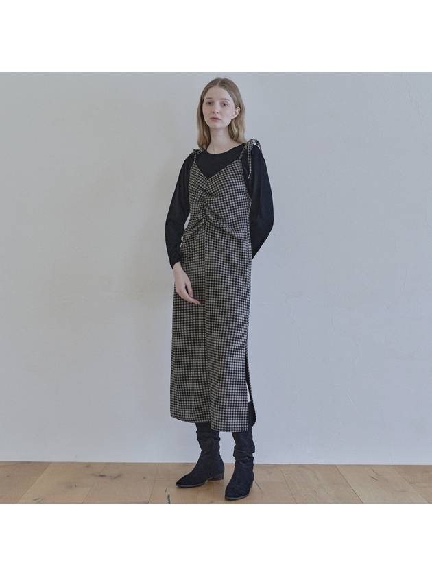 Check Shirring Long Dress BLACK - AVANT-G - BALAAN 4