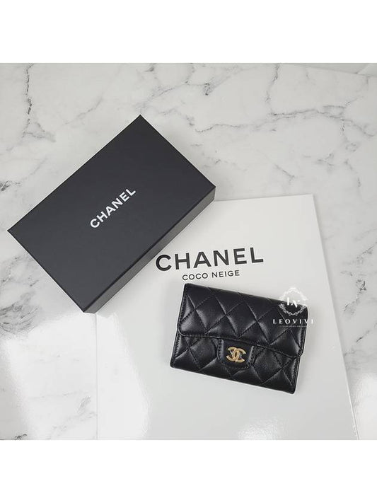 Classic Card Holder Lambskin Gold Black - CHANEL - BALAAN 2