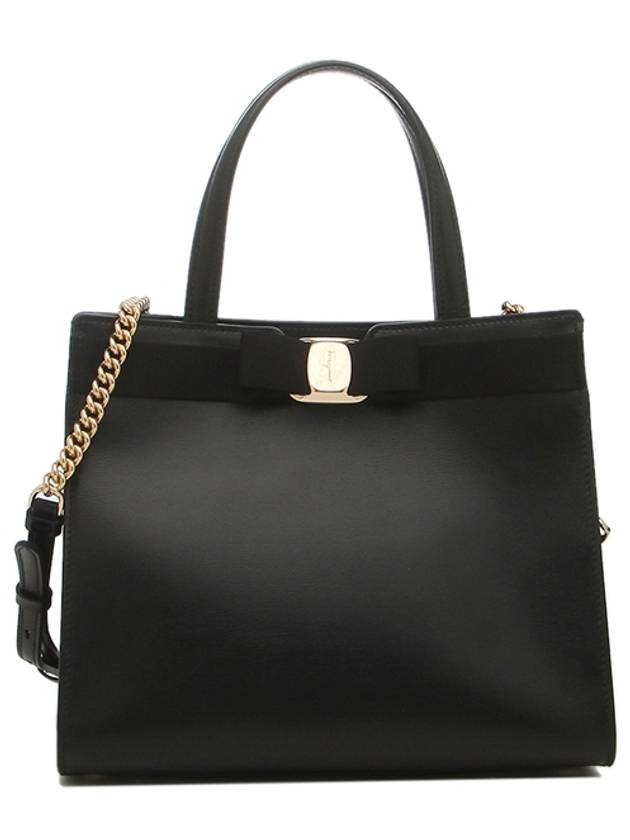 Vara Bow Top Handle Tote Bag Black - SALVATORE FERRAGAMO - BALAAN 5