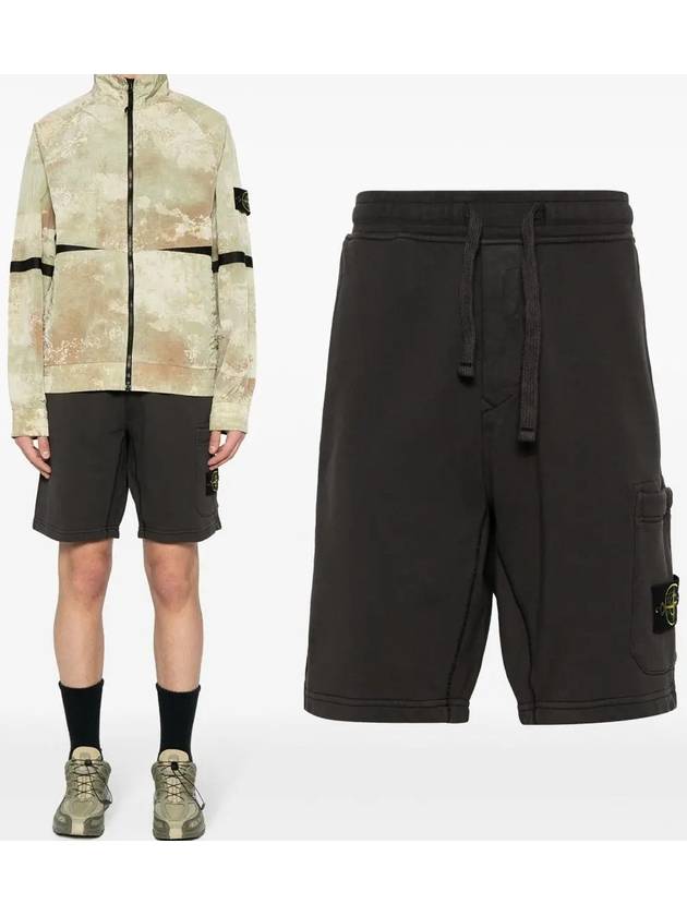 Cotton Fleece Cargo Bermuda Shorts Dark Grey - STONE ISLAND - BALAAN 2