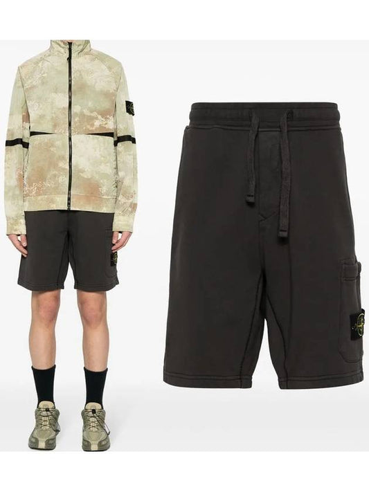 Men s Regular Fit Cotton Fleece Cargo Shorts 801564651 - STONE ISLAND - BALAAN 1