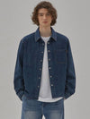 Denim semioverfit stone washed shirt indigo - CORK - BALAAN 1