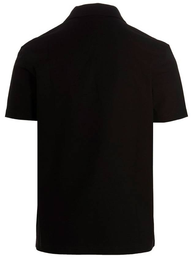 Embroidered Logo Polo Shirt Black - VERSACE - BALAAN 3