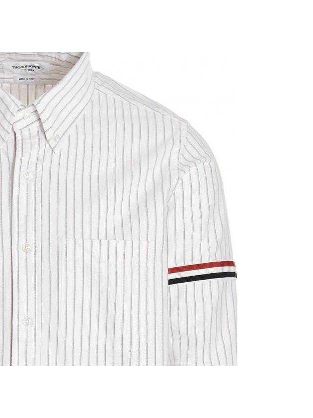 Oxford Armband Stripe Cotton Long Sleeve Shirt White - THOM BROWNE - BALAAN 4