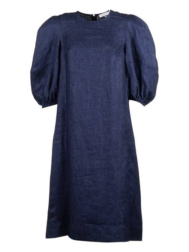 WoMen's Balloon Sleeve Midi Dress Navy - CHLOE - BALAAN 1