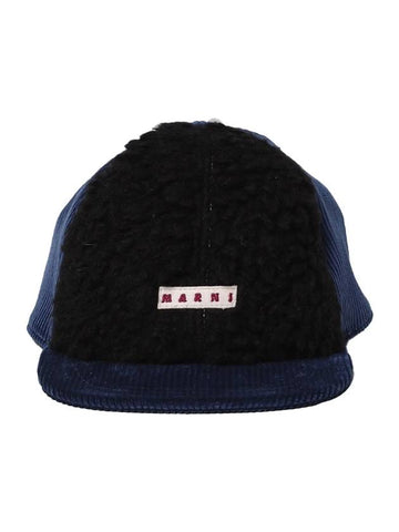 Logo Patch Corduroy Snapback Blue - MARNI - BALAAN 1