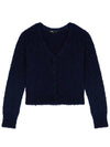 Women's Mohair Cardigan Navy - MAJE - BALAAN.