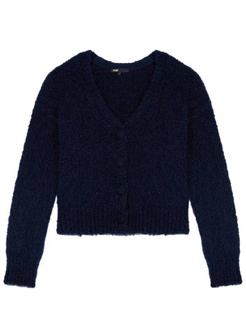 Women's Mohair Cardigan Navy - MAJE - BALAAN.