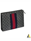 Men's GG Supreme Web Pouch Clutch Bag Black - GUCCI - BALAAN 2