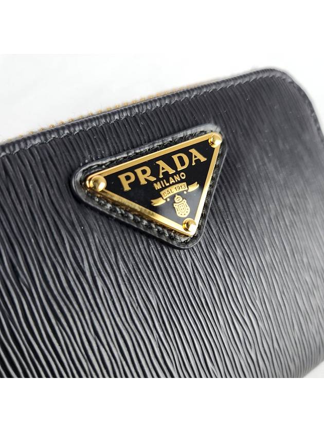 Vitello Triangle Logo Zip Around Coin Purse Black - PRADA - BALAAN 5