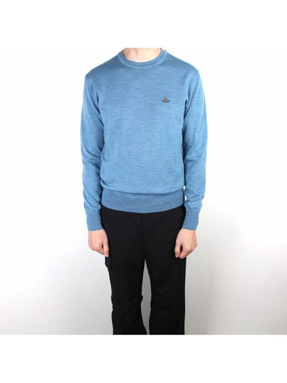 Men's ORB Embroidered Logo Wool Knit Top Blue - VIVIENNE WESTWOOD - BALAAN 2