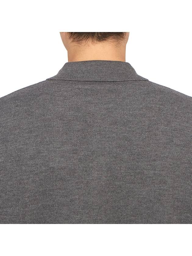 Small Heart Extra Fine Merino Wool Polo Shirt Grey - AMI - BALAAN 8