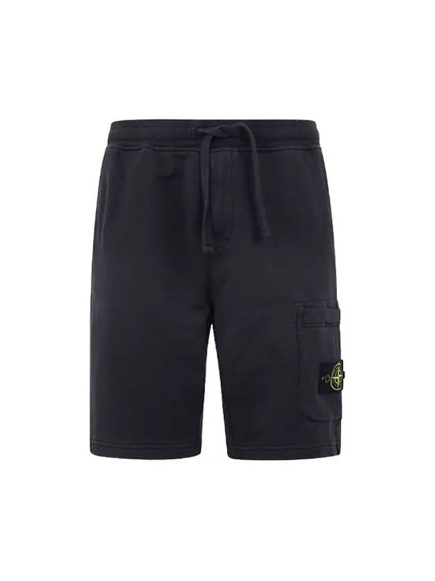 Cotton Fleece Cargo Bermuda Shorts Navy - STONE ISLAND - BALAAN 3