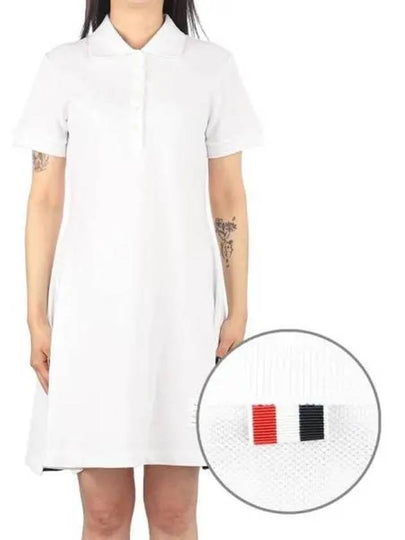 Women's Logo Patch Tennis Flare Short Dress White - THOM BROWNE - BALAAN 2