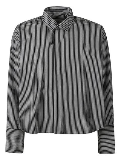 Striped Oversized Shirt Black - AMI - BALAAN 2