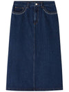 Redwood Rivet Flare Cut Denim A-Line Skirt Stonewashed Indigo - A.P.C. - BALAAN 1