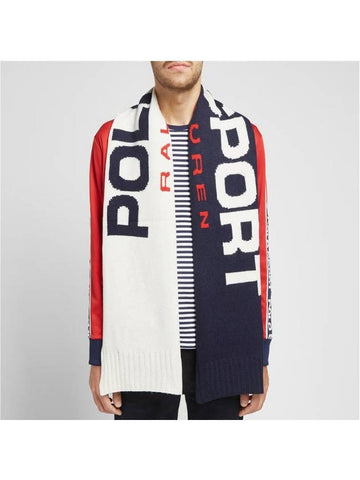 Men's Polo Sports Knit Muffler White Navy - RALPH LAUREN - BALAAN 1