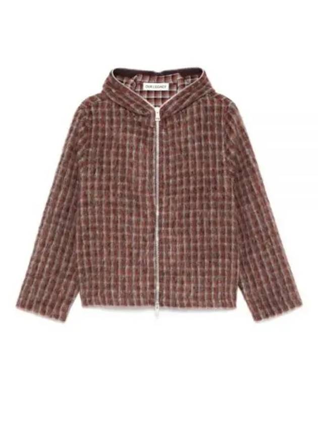 Boston Check Zip-Up Hooded Cardigan Brown - OUR LEGACY - BALAAN 2