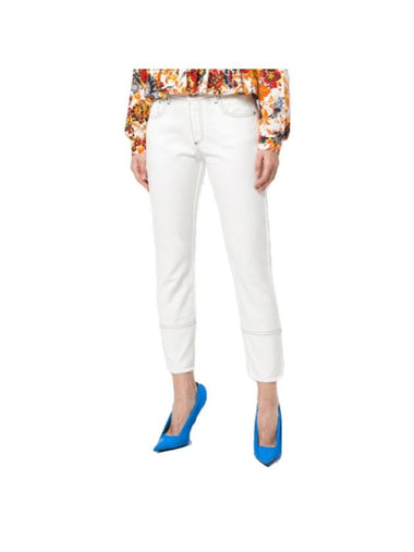 Women's Crop Jeans White - MSGM - BALAAN 1