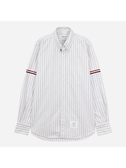 Stripe Oxford Armband Long Sleeve Shirt Grey - THOM BROWNE - BALAAN 2