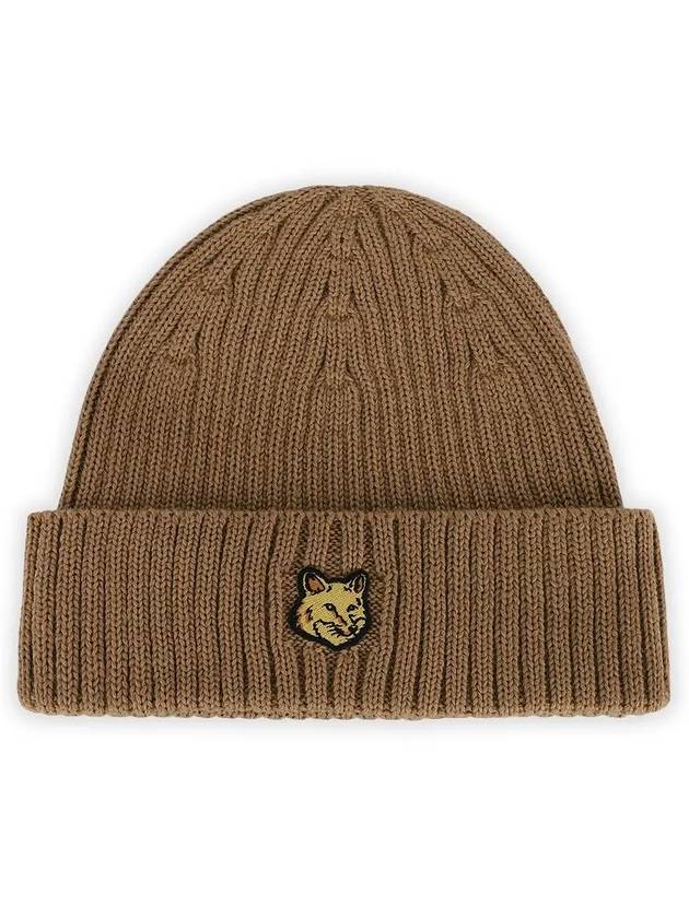 Bold Fox Head Patch Ribbed Beanie Golden Brown - MAISON KITSUNE - BALAAN 2