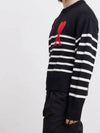 Striped Big Heart Logo Knit Top Black - AMI - BALAAN 3