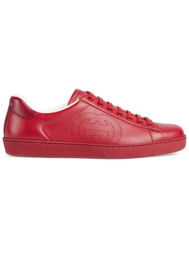 Ace Interlocking G Low Top Sneakers Hibiscus Red - GUCCI - BALAAN 3