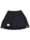 Cotton Loopback Mini A-Line Skirt Navy - THOM BROWNE - BALAAN.