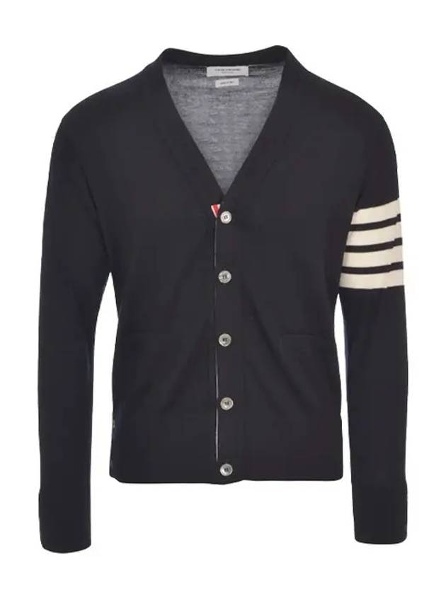 Men's Sustainable Classic Diagonal Wool Cardigan Navy - THOM BROWNE - BALAAN 2