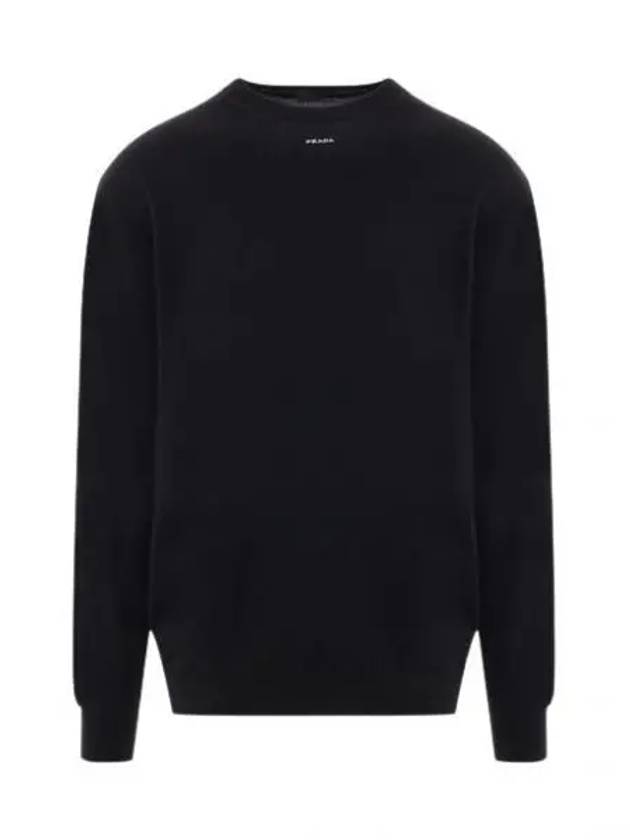 Logo Intarsia Crew Neck Sweatshirt Black - PRADA - BALAAN 2