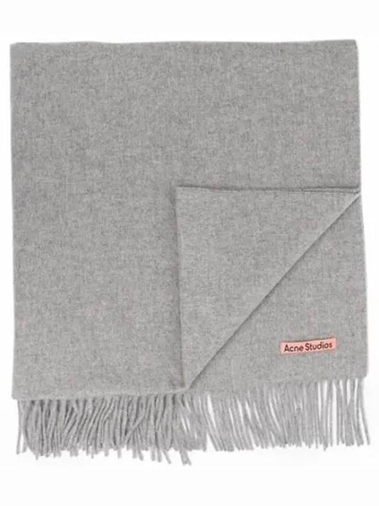 Logo Wool Fringe Scarf Grey - ACNE STUDIOS - BALAAN 2